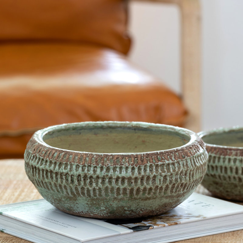 Yuma Stoneware Decorative Bowl, 4" H x 10" W x 10" D