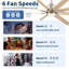 84 Inch Oversized Large Brushed Nickel Solid Wood Ceiling Fan with Dimmable LED Light, Remote Control & Reversible DC Motor, For Living Room, Warehouse & Villa