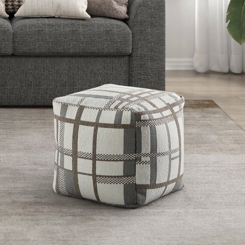 Square Pouf Fabric Upholstery Modern Ottoman, Footstool, Non-Slip Floor Pouf, Bean Bag Chair, 1Pc Sitting Pouf