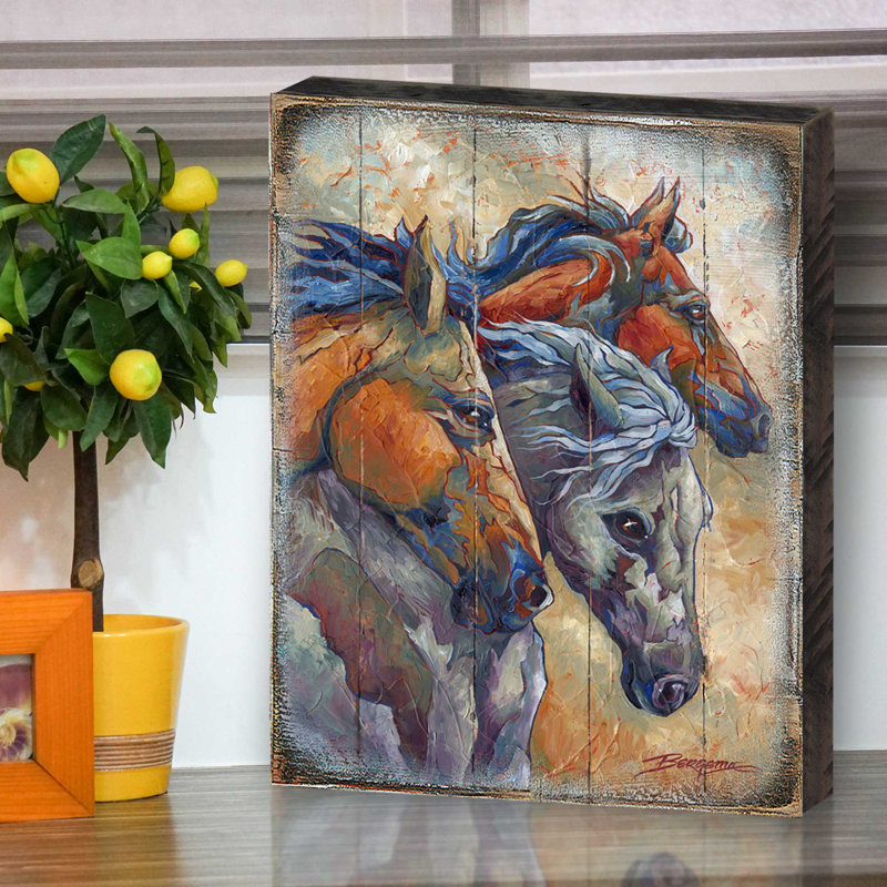 " Let ‘em Run, Horse Heads ", 24" H x 18" W x 2" D 