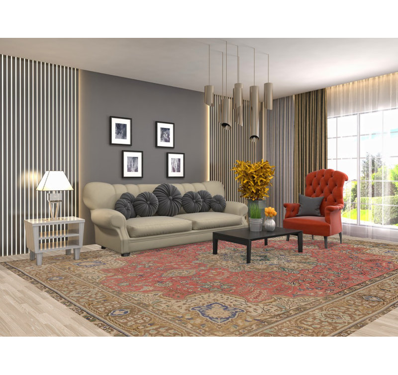 Tapis traditionnel rose rétro 10 x 13