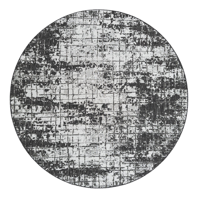 Tapis intérieur / extérieur d'extérieur moderne, Rond 7 pi 10 po