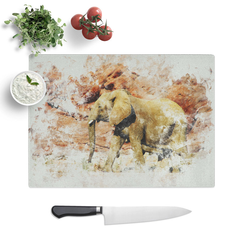 Elephant Vol.6 Watercolour Chopping Board, 0.4cm H x 28.5cm W x 39cm L