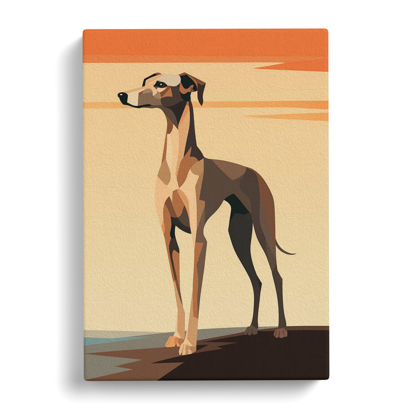 Whippet Minimalism No.2 - No Frame Art Prints - Wrapped Canvas, 50cm H x 35cm W x 3cm D