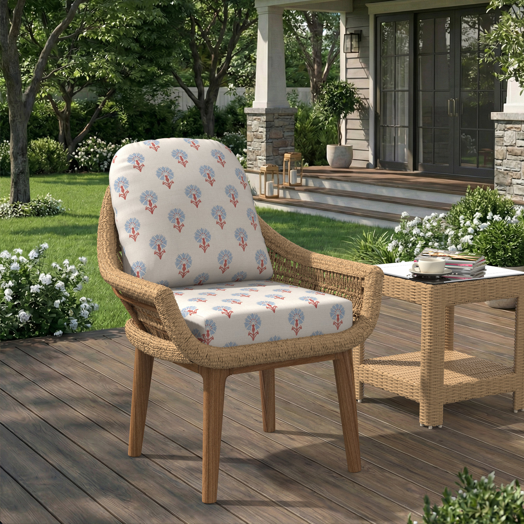 Amala Outdoor Sunbrella® Seat/Back Cushion, Sunbrella Mira Bluebell