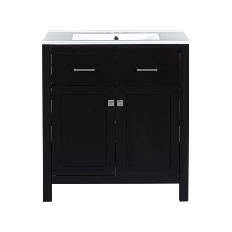 Ensemble de meuble-lavabo moderne 60 po avec lavabos doubles (séparés), lavabos doubles en céramique, tablette réglable, portes à fermeture en douceur et tiroir rabattable - Solution de salle de bain moderne pour salles de bain spacieuses