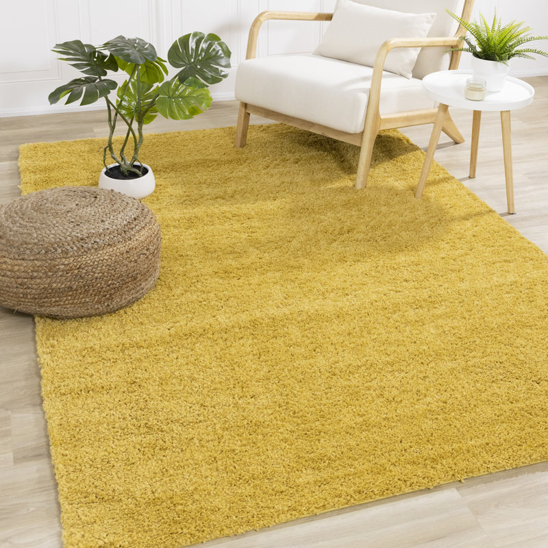 Tapis intérieur ton sur ton / jaune uni, moderne et contemporain 8 pi x 11 pi (7 pi 10 po x 10 pi 6 po) Branch Living - salon, chambre à coucher, salle à manger et cuisine