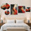 Rouge et or Marble Fire IV - ensemble d'art mural abstrait surdimensionné, toile et métal 5 pièces (100 po x 40 po)