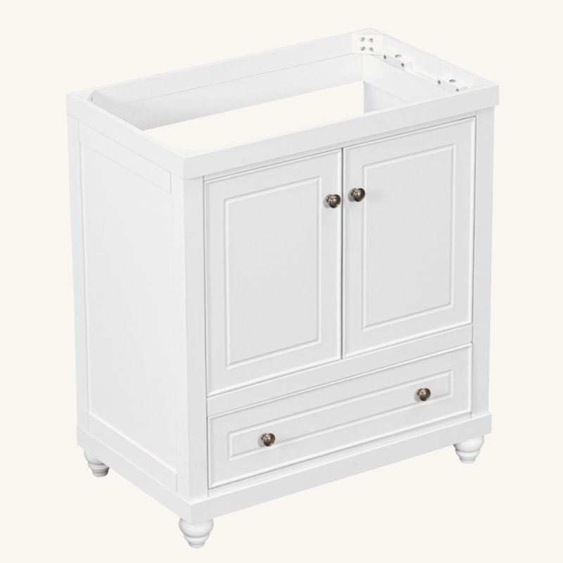 White 30" Freestanding Bathroom Vanity with Drawer and Doors
