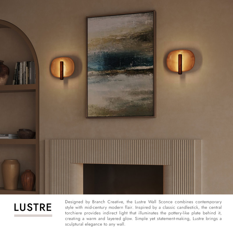 Lustre 9-in White dimmable LED Wall Sconce, White/Antique Brass