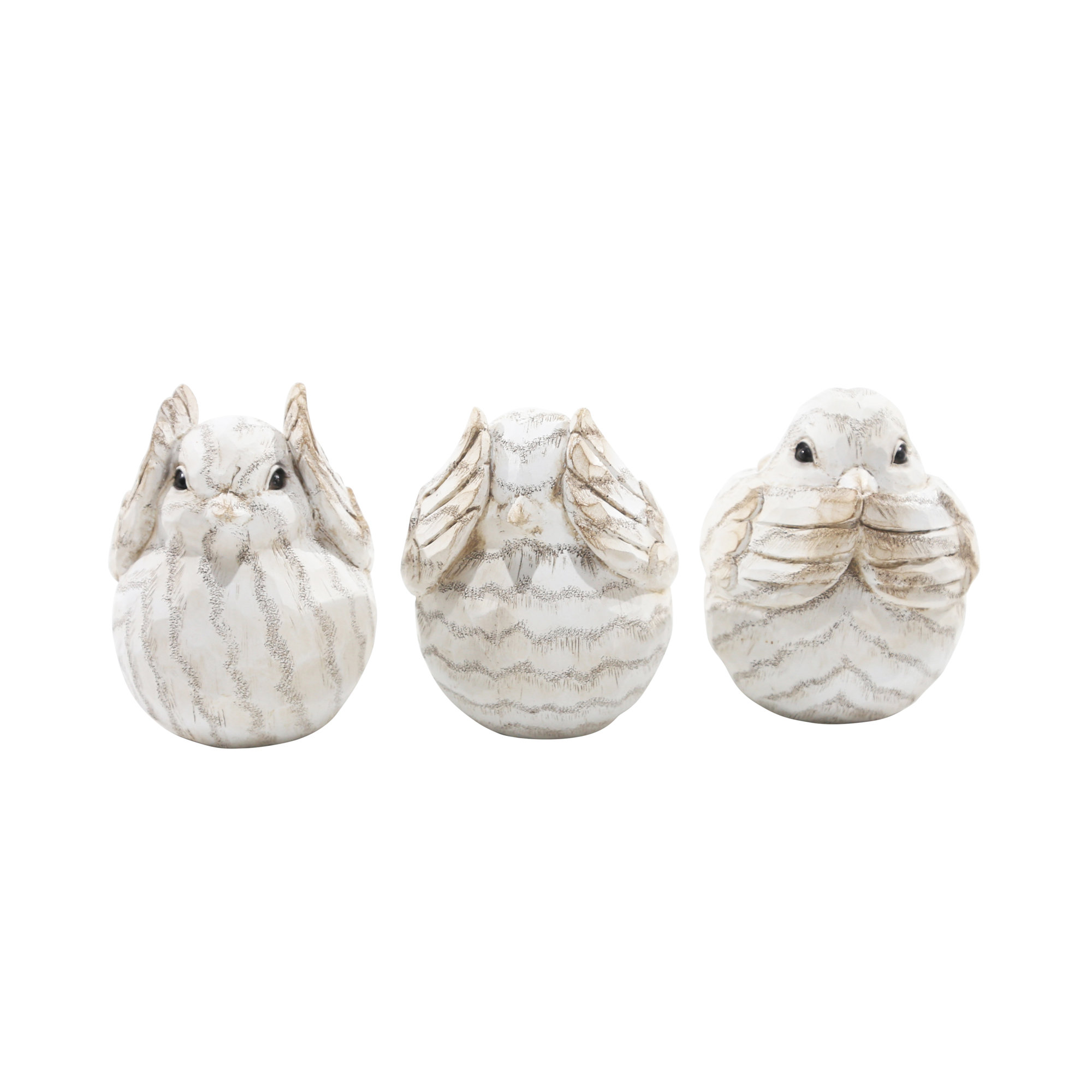 August Grove® The Set of 3 Decorative Bird Figurines, Creative Room and Desktop Decor, Cream with Brown and Gray & Reviews | Wayfair