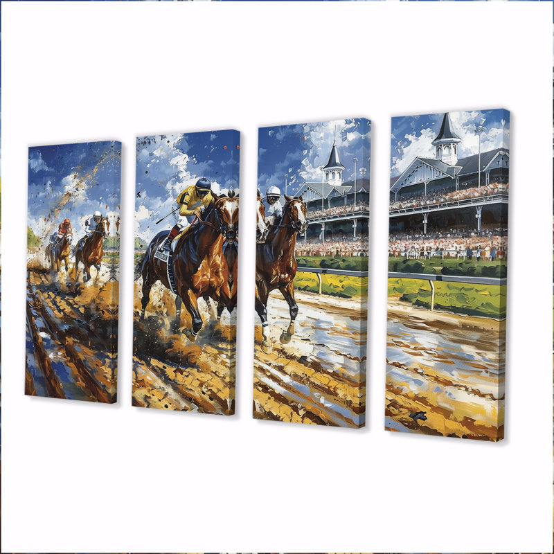 Ensemble de salon Marlyin - Horse Racing Wall Art, H 32 po x l 64 po