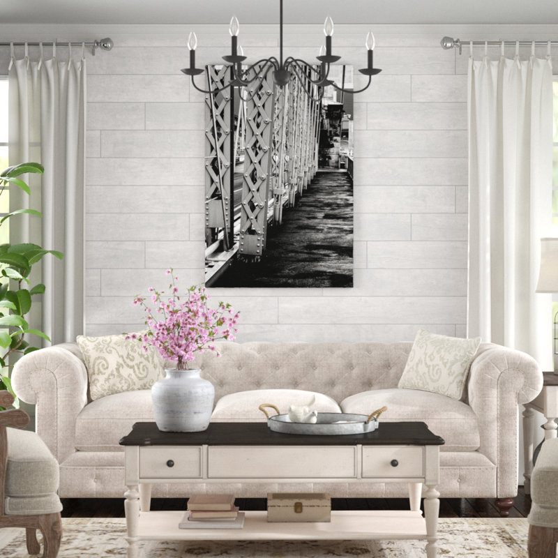 Pont de couloir noir blanc-imprimé sur toile, H 48 po x l 32 po