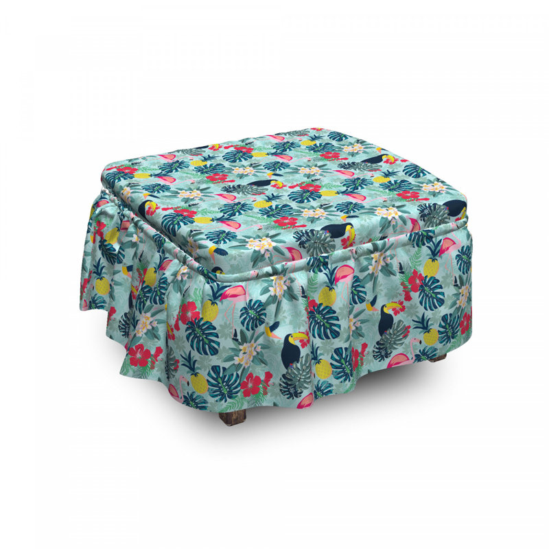 Housse pour repose-pieds flamant rose ananas toucan