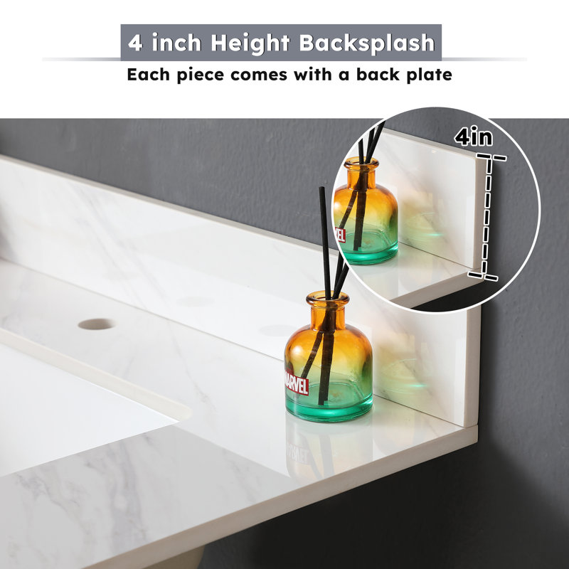 Dessus de meuble-lavabo en marbre avec 1 trou de robinet pré-percé