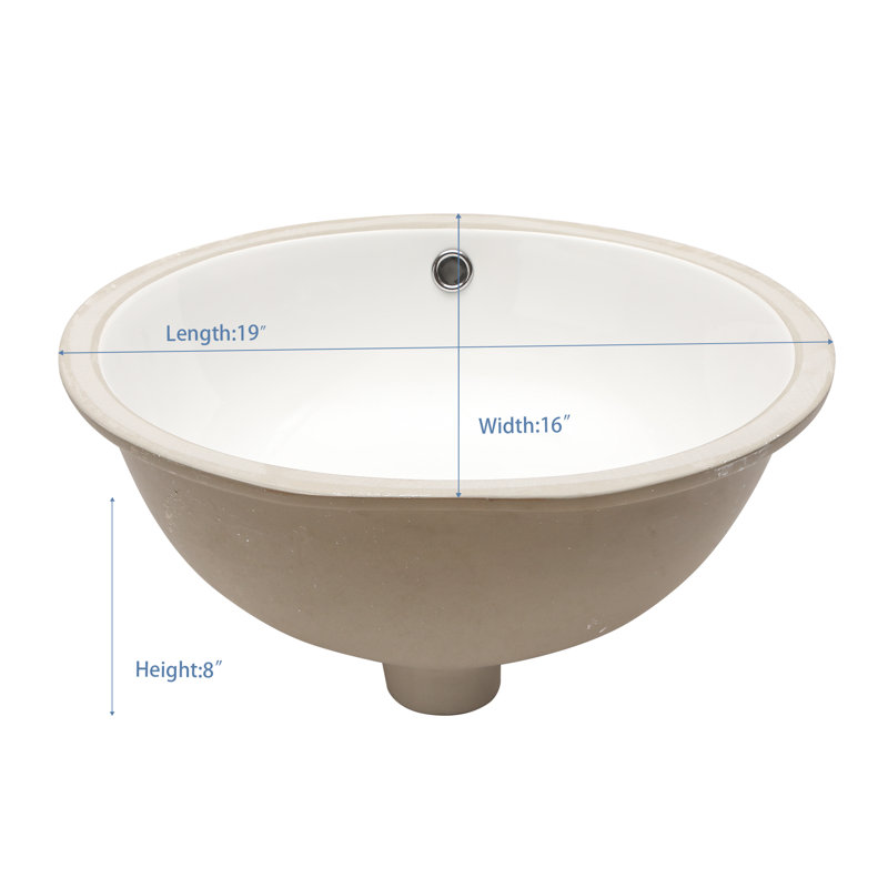 OUMUCH 16 " Ceramic Oval Bathroom Sink and Overflow Hole