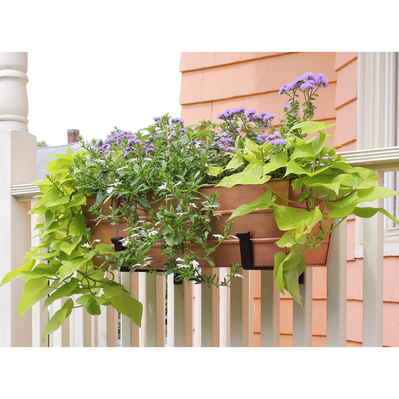 Metal Window Box Planter, Copper Plated