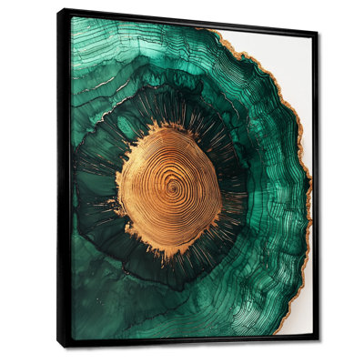 Geraleen Emerald Leaves Wood Slide I - Stone Geode Large Wall Art