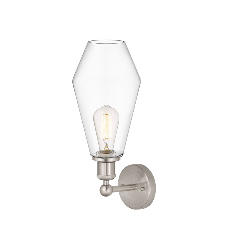 Amylea Armed Sconce, Clear, Brushed Satin Nickel