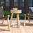 16"H Wooden Stool with Live-Edge Round Top and Triangle Footrest Base, Natural Finish-218729529