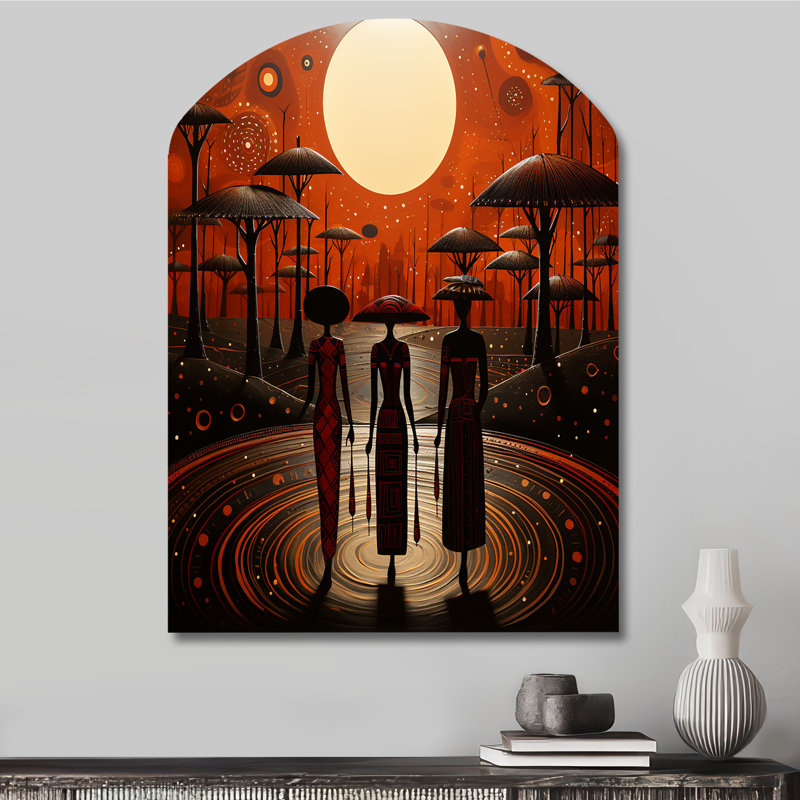 Thomias - Arch Tribal africain, art mural en métal, reproduction de sculpture murale asymétrique en métal, H 34 po x l 25 po