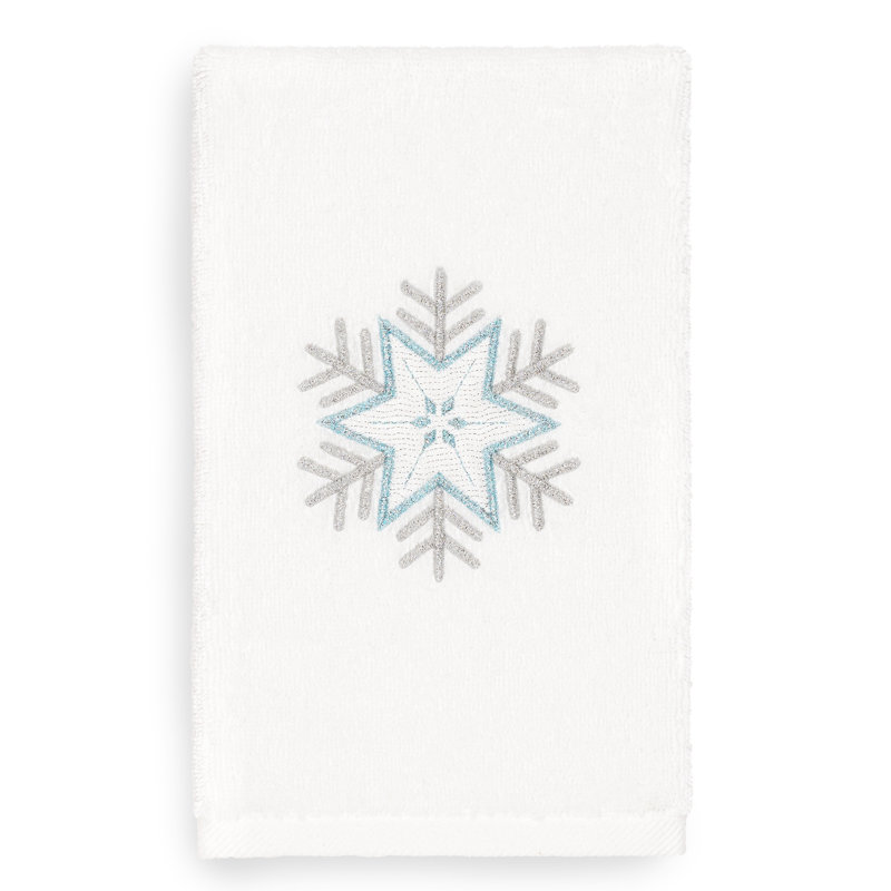 Débarbouillette de Noël brodée en cristal 100% coton de Noël, Blanc