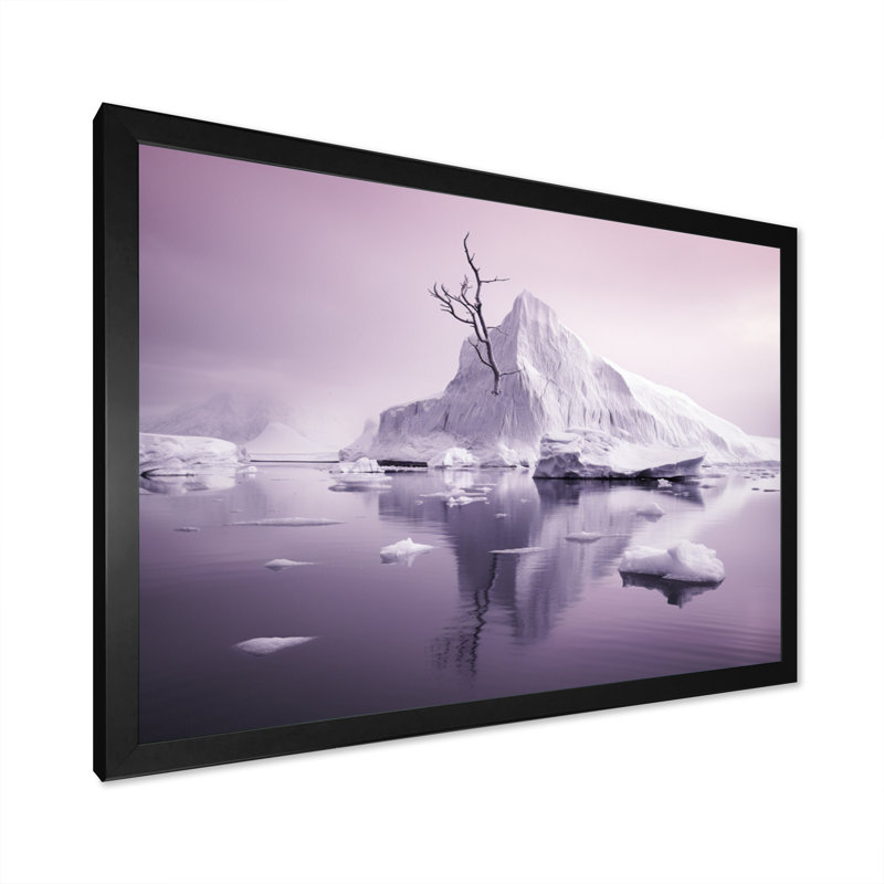 " Pink Purple Iceberg Arctic Elegance ", H 30 po x l 40 po x P 1,5 po, Cadre simple noir