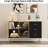 46.4" Modern Fluted Sideboard Buffet with Faux Marble Top and Glass Doors, 3 Drawers & Adjustable Shelves for Dining or Living Room