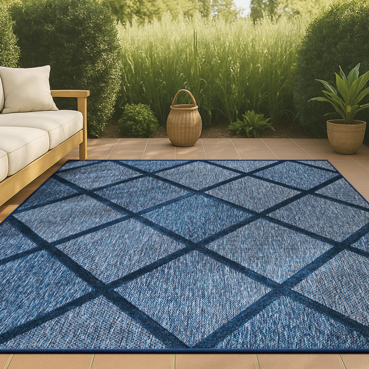 Briano Diamond Trellis Navy Indoor/Outdoor Rug
