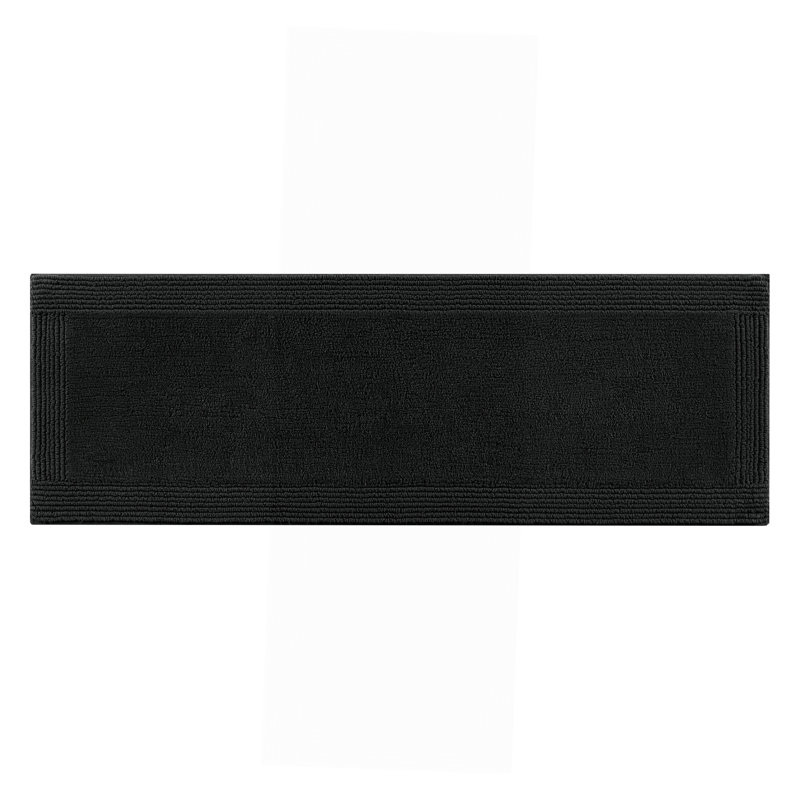 1 PCS 100% Cotton Tufted 3000 GSM Reversible Bath Rug Black, Rectangle 1'5" x 2'