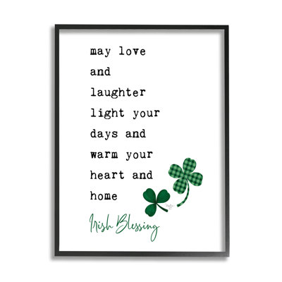 " Heart & Home Touching Irish Blessing Clover Motif " by Mollie B. Graphic Art Print