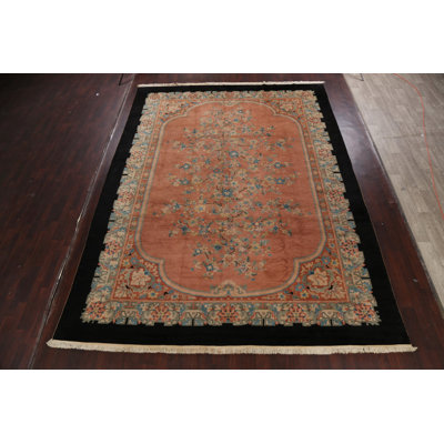 Tapis pêche noué à la main de conception unique 10 pi 4 po x 13 pi 10 po