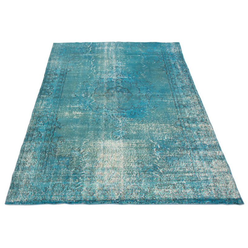 Tapis turquoise à transition de couleur 5 pi 10 po x 8 pi 5 po