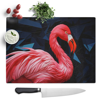 Flamingo Hard Edge  Glass Chopping Board