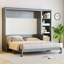 Grand lit escamotable avec bureau et bibliothèque, gris-135111014