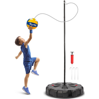 Ensemble de balles d'attache et de cordes Hurtle - Balle d'attache portable avec base robuste et poteau en acier réglable de 4 à 9 pi - Installation sans outil pour les enfants et les adultes, jeu de plein air familial