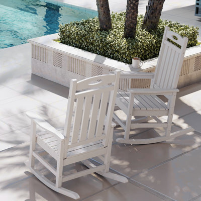 Outdoor Rocking Chair Set of 2, HDPE Patio Rocking Chair for Adults, Oversized Outdoor Rocker for Porch Garden Lawn