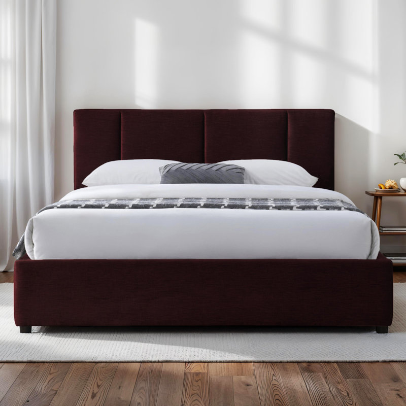 Condit Upholstered Platform Bed, Queen, Burgundy