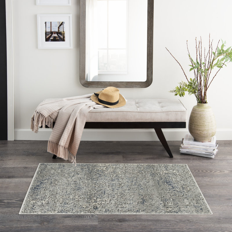 Tapis d'intérieur moderne gris foncé Graelyn 2 pi 2 po x 3 pi 9 po, Rectangle 2 pi 2 po x 3 pi 9 po