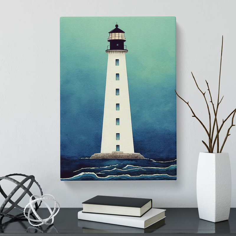 Watercolour Lighthouse - Wrapped Canvas, 76cm H x 50cm W x 3cm D