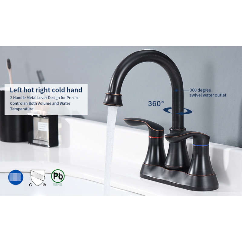 4-Inch Oil Rubbed Bronze Bathroom Vanity Faucet - 2, With Pop-Up Drain And Hoses Scratch, Rust-, Tarnish , No Finger Print Water Spot 2 Sink In 4-Inch, Resists Rust, Corrosion, Tarnish, Or