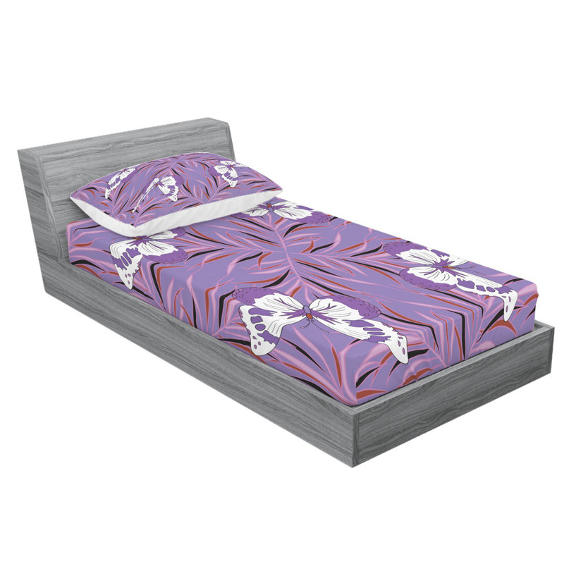 Microfiber Floral Sheet Set, Twin Sheet Set with 1 Pillowcase