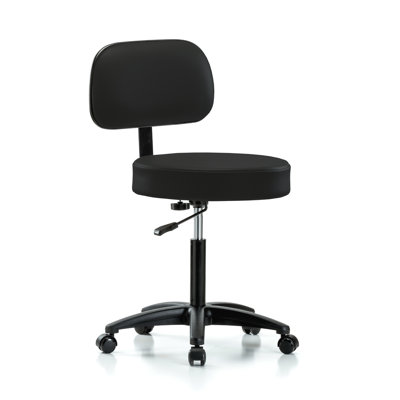 PERCH Walter Height Adjustable Exam Stool with Backrest and Foot Ring | Medium Bench Height 21-28.5"