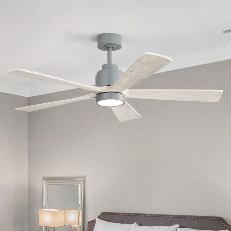 Ventilateur de plafond de 52 pouces avec lumière, télécommande silencieuse à 6 vitesses, DEL à intensité variable, pour le salon, la chambre à coucher et autres intérieurs