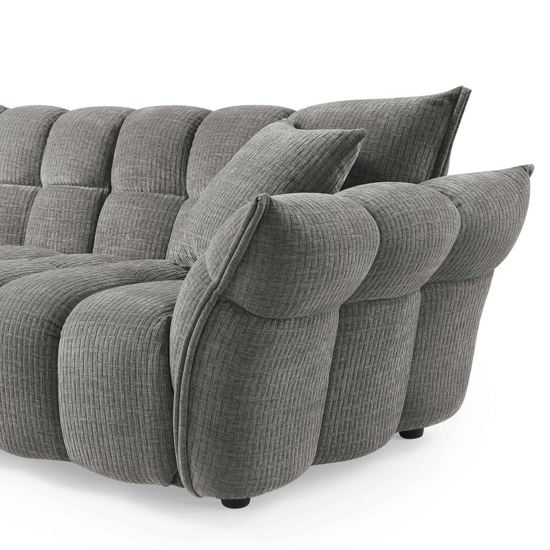 93.7" W Upholstered Modular Sofa, Gray, 4
