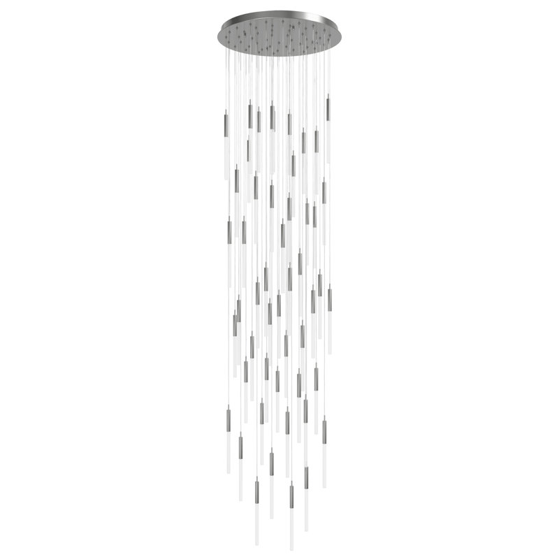 Polished Nickel 51-Light Glass LED Cluster Pendant