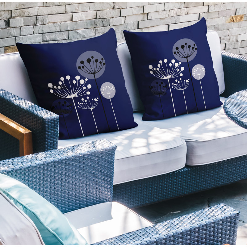 Housse et insert de coussin décoratif intérieur / extérieur en mélange de polyester, L 17 po x H 17 po, Bleu marine
