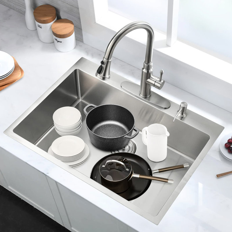 Rust Stainless Steel 30 In Sink With Bottom Grid & Stain Finish Extra Drop-In Scratch Resistance