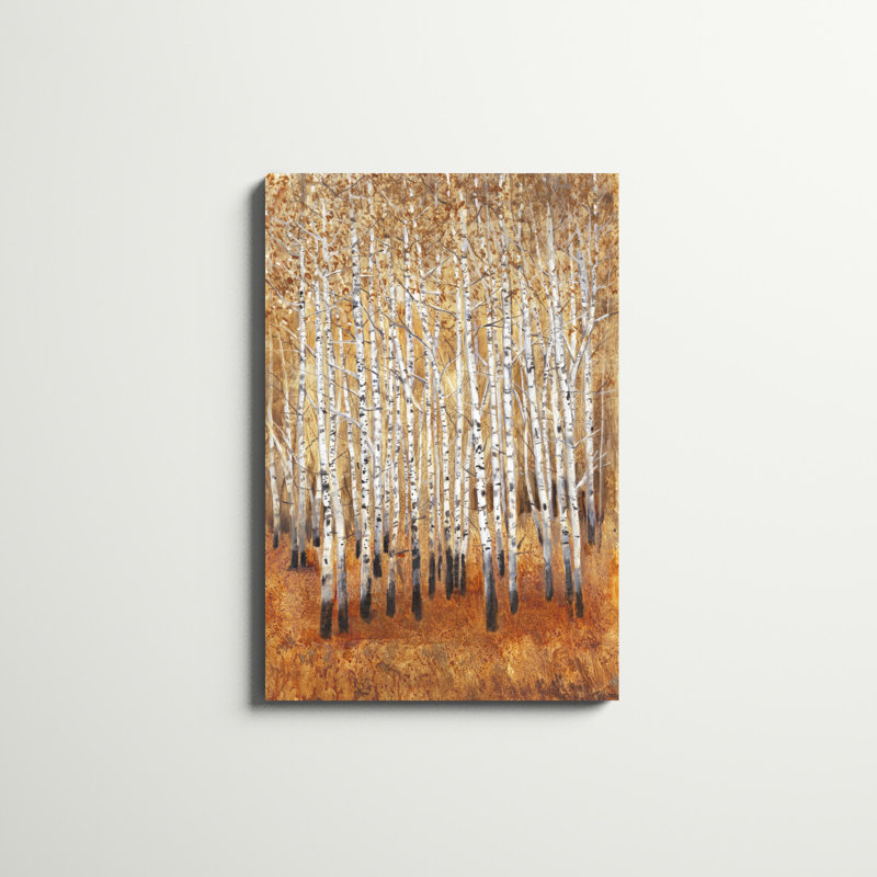 «Sienna Birches II», peinture sur toile, H 36 po x l 24 po