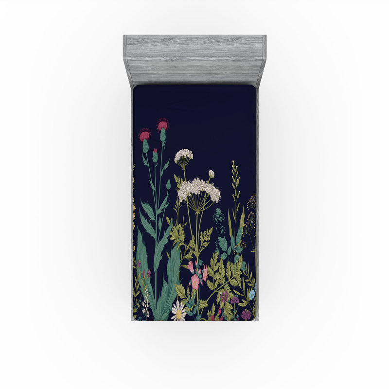 Ensemble de 2 draps-housses Ambesonne, Drap-housse de taille simple, Multicolore / floral 14
